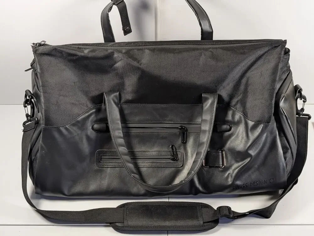 Swiss Design Hanging Garment Bag Convertible Duffel Suit Travel Bag Black 24